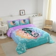thumbnail image 2 of Seahorse Comforter Set Queen, Boho Flower Bedding , Colorful Mandala Ocean Animal Bedding Comforter Sets, Summer Exotic Ombre Geometric Duvet Insert, Blue Purple, 2 of 6