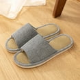 thumbnail image 2 of Summer House Slippers for Women Men Breathable Linen Indoor Slippers Slip-on Open Toe Home Shoes, 2 of 4