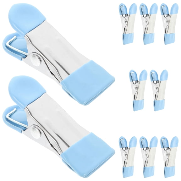 LEORX 10Set Heavy Duty Chip Clips Clothespins Light Blue Rubber For Outdoor Use