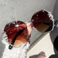 thumbnail image 2 of Gafas de sol sin montura con diamantes de imitación, lentes de diseñador de marca de moda, corte Retro, gradiente, nuevo, 2 of 5