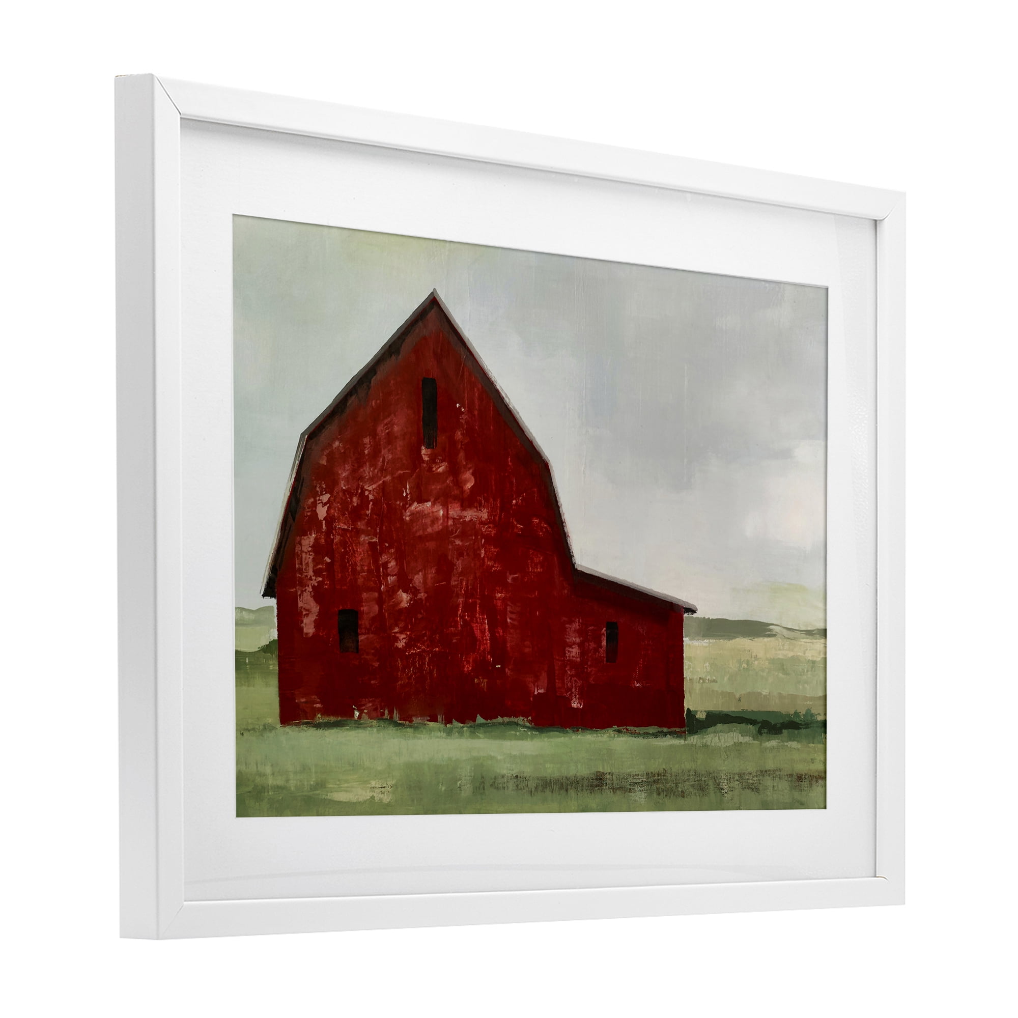 Stupell Industries Red Weathered & Wise Barn White Framed Print Under Glass, design by Max Maxx