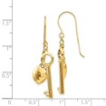 thumbnail image 2 of 14k Yellow Gold Puff Heart Lock and Key Earrings - 1.6 Grams - Measures 38x13mm Wide, 2 of 2