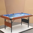 thumbnail image 2 of Miniyam 5.5ft Folding Pool Table, Portable Billiards Game Table with Accessories for Families, Brown&Blue, 2 of 7