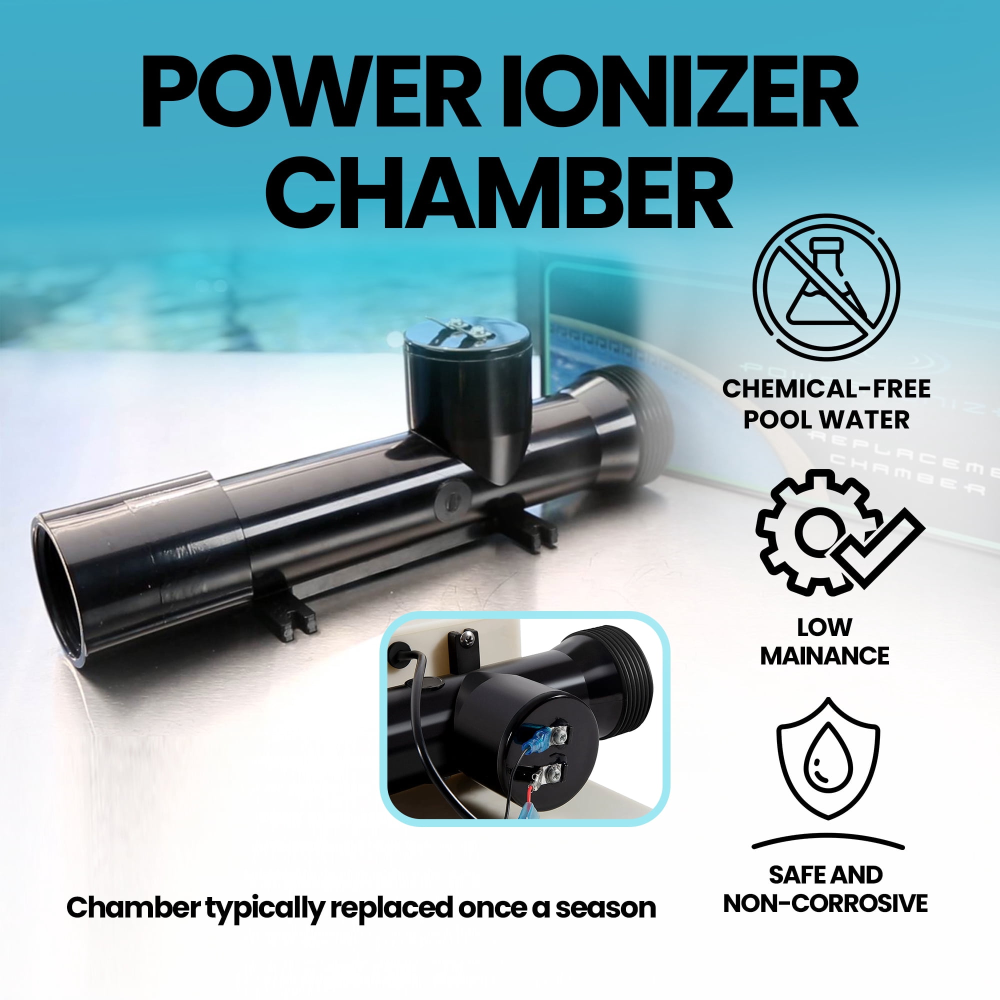 Main Access Replacement Chamber for Power Ionizer Pool Treatment