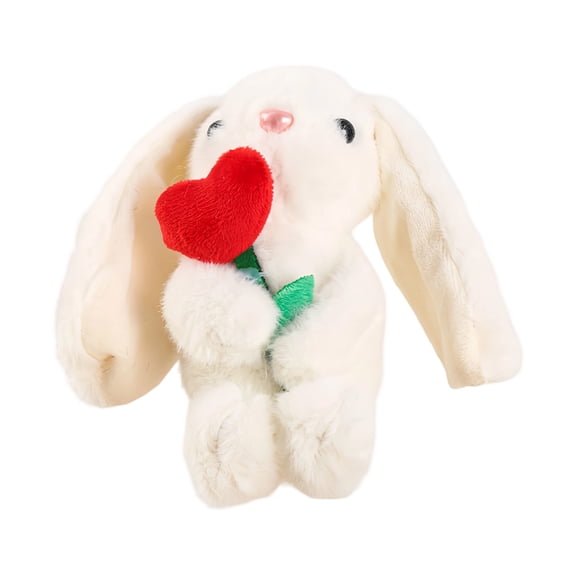 ValHome Lop Bunny Plush Toys with Heart - 7.5" Soft Cuddly Heart Holding Bunny Stuffed Animals Huggable Pillow - Easter Basket Stuffer Toy Valentine's Day Birthday Gift for Kids Girlfriend (White)