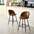 thumbnail image 1 of Homy Casa Modern Swivel Counter Stool 2-Piece Set, 26-inch Height Upholstery Barstools Set of 2, Ideal for Kitchen or Counter, Brown, 1 of 2