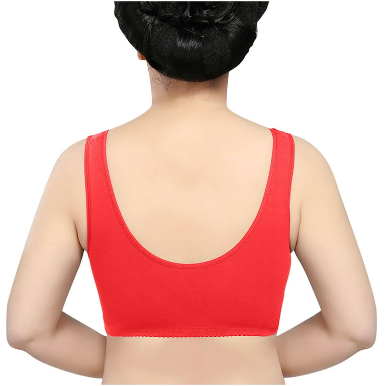 YWDJ Bras for Women No Underwire Plus Size Front Closure Front Clip Zip  Snap Front Close Wide Back for Full Figured Women Tank Top Vest Bra Solid  Sleeveless Lingerie Front Four Wide