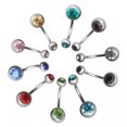 thumbnail image 3 of HOOUN 1PC Belly Bar Crystal Gem Navel Ring Surgical Steel Body Piercing Jewellery-Clear, 3 of 9