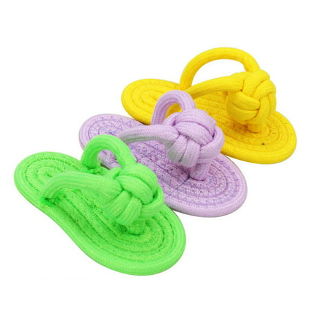 Cute Flip Pet Dog Toy Cotton Braided Slippers Puppies Chew Play Resistant to Biting