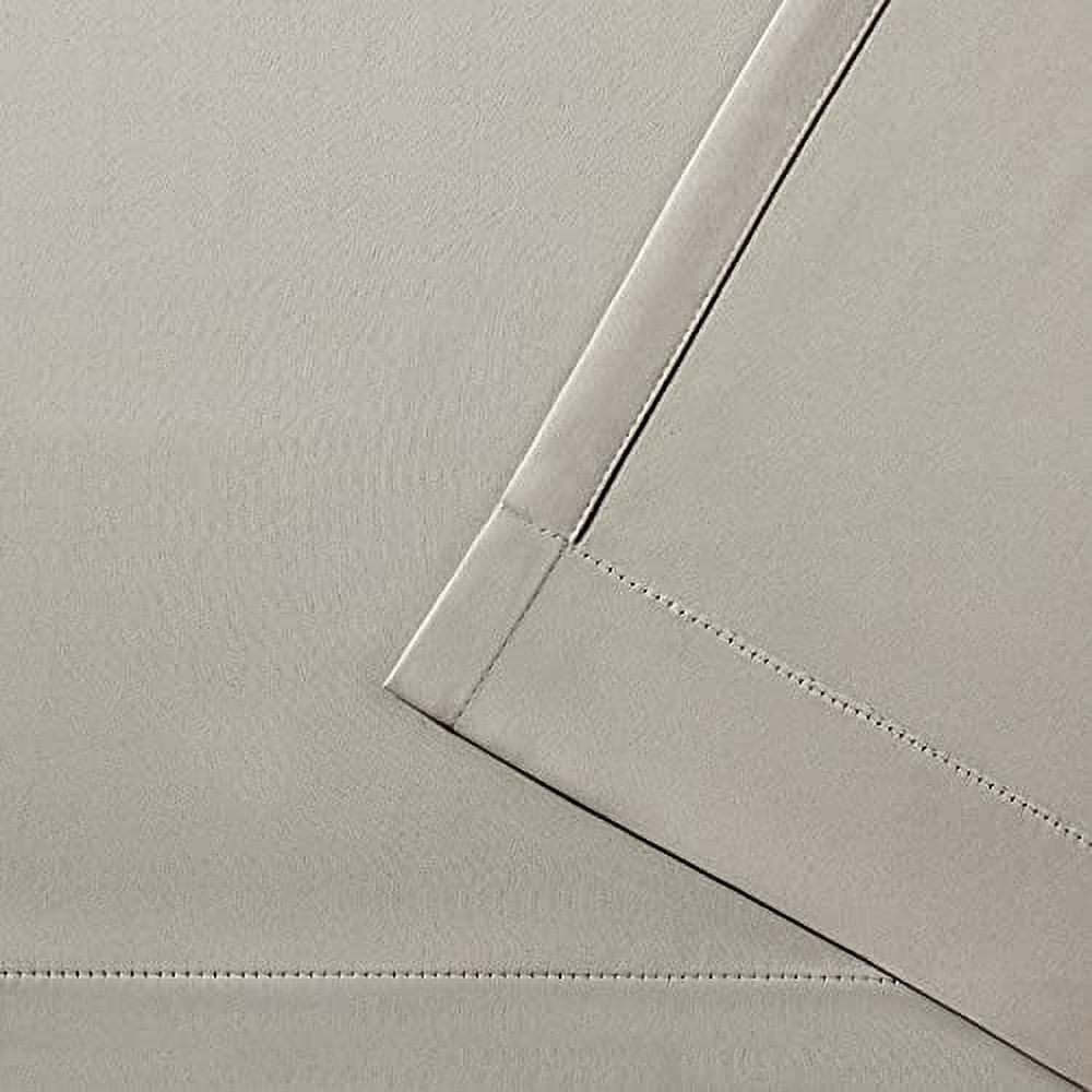 Exclusive Home Sateen Twill Woven Room Darkening Blackout Grommet Top Curtain Panel Pair, 52"x96", Linen