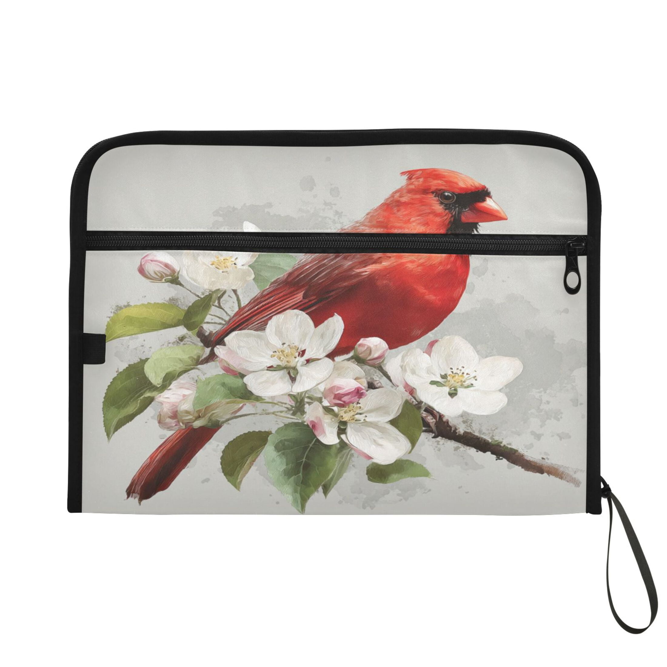 Accordion File Organizer with Zip Closure 13 Pockets Expanding File Folder Letter A4 Paper Document Organizer for Home Office Beautiful Red Bird