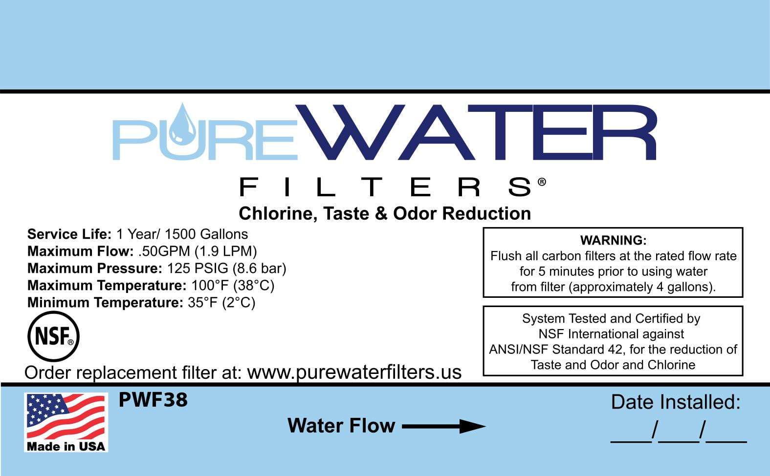 Inline Water Filter Replacement for Under Sink Filter Kits - 3/8 inch