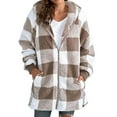 thumbnail image 2 of Women's Plaid Hooded Jacket Soft Comfortable Long Sleeve Zipper Front Loose Fit Outerwear With Pockets For Casual Wear, 2 of 5