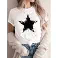 thumbnail image 2 of Camiseta con estampado de estrellas, manga corta y cuello redondo, informal, para verano y primavera, ropa de mujer, camisetas informales., 2 of 9