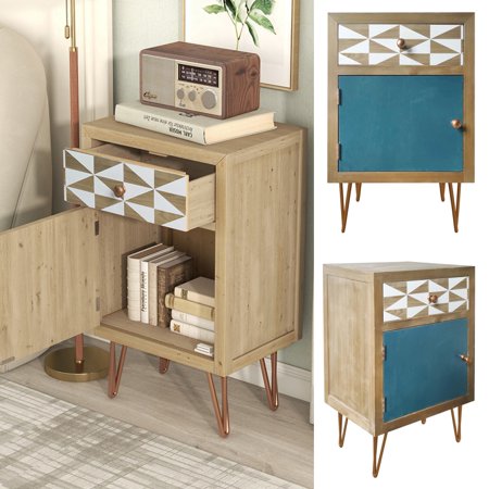Jusddie Nightstand Bedside Table Easy Assemble Wooden Console Large Storage Modern Accent Tables Furniture Bathroom Farmhouse