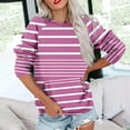 thumbnail image 2 of Darzheoy Womens Tops Loose Hoodless Solid Color Stripped Seamless Pullover Sweatshirts Printed Long Sleeve Round Neck Fall Winter Blouses, 2 of 6