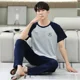 thumbnail image 2 of Conjunto de pijama de algodón para hombre, ropa de hogar holgada de manga fino corto, nuevo estilo, verano 2023, 2 of 5