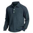 thumbnail image 6 of LTTVQM Men's Polo Shirts Waffle Textured Heavyweight Knitted 2026 Spring Shirts Casual Oversized Long Sleeve Golf T-Shirt Royal Blue M, 6 of 7