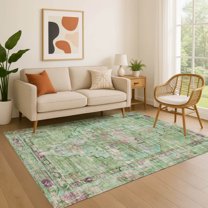 Addison Rugs Mayfield Premium Machine Washable Traditional Global Aloe Rectangle Rug, 5' x 7'6"
