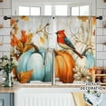 thumbnail image 2 of 2pcs Bird Textured Short Semi Sheer Kitchen Curtains for Living Room Bathroom Basement Decor with Rod Pocket Short Window Drapes, Each 28"Wx36"L, 2 of 5