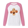thumbnail image 5 of Wiyuqeen Women's Happy Thanksgiving Pullover Tops Long Sleee Pumpkin Graphic Tees Crew Neck Color Block Sweat Shirts for Fall, 5 of 5