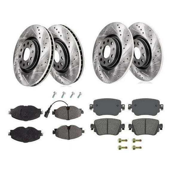 Front and Rear Brake Pad and Rotor Kit - Compatible with 2015 - 2017 Volkswagen GTI 2016