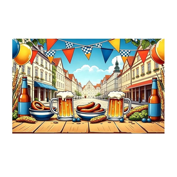 Oktoberfest Bavarian Themed Photography Backdrop Banner 110x180cm, Festival Party Decor Background Cloth