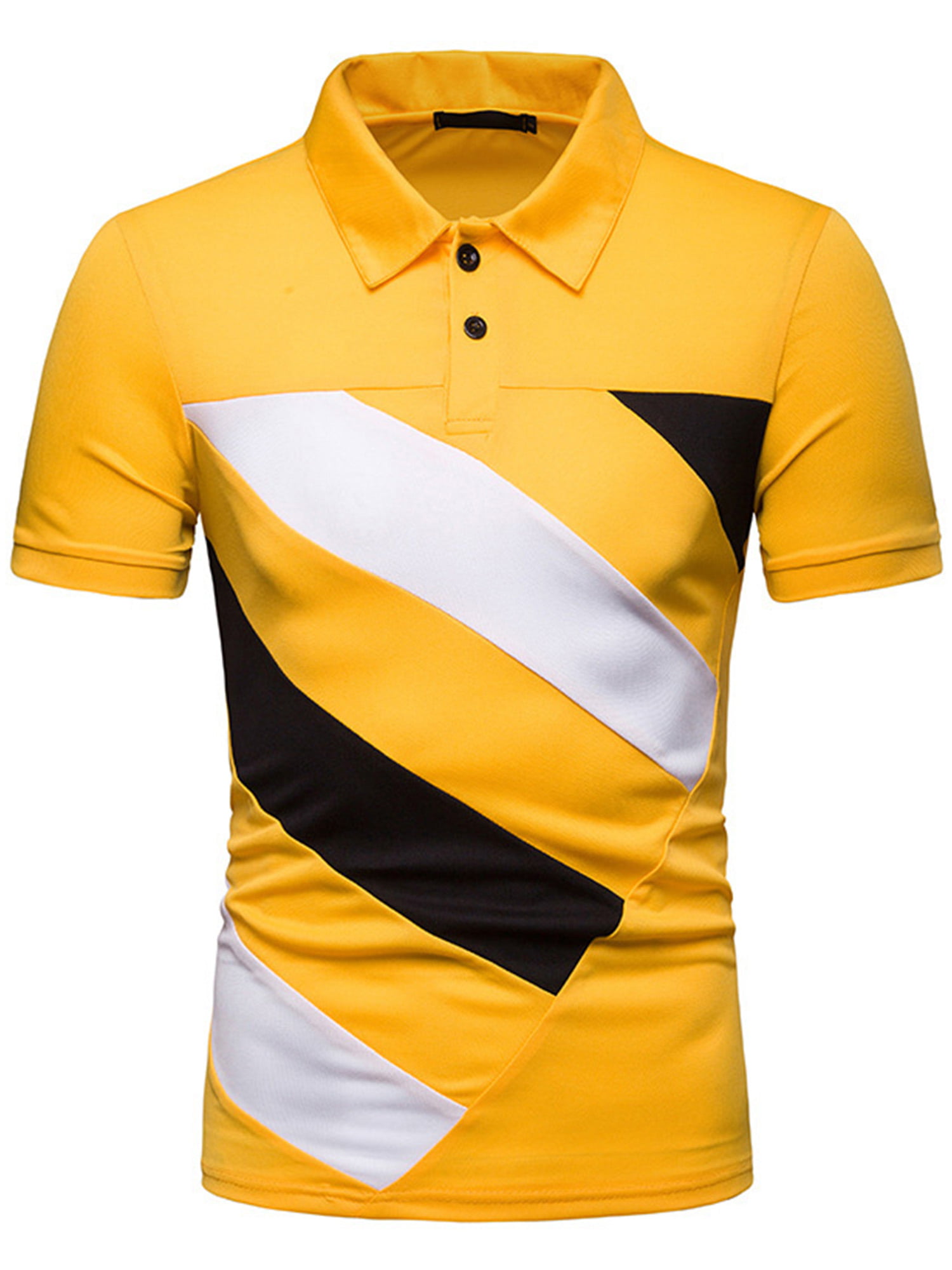 Details about   Men's Striped Short Sleeved Casual Holiday Jersey Summer Polo T-Shirt Tops S-2XL 