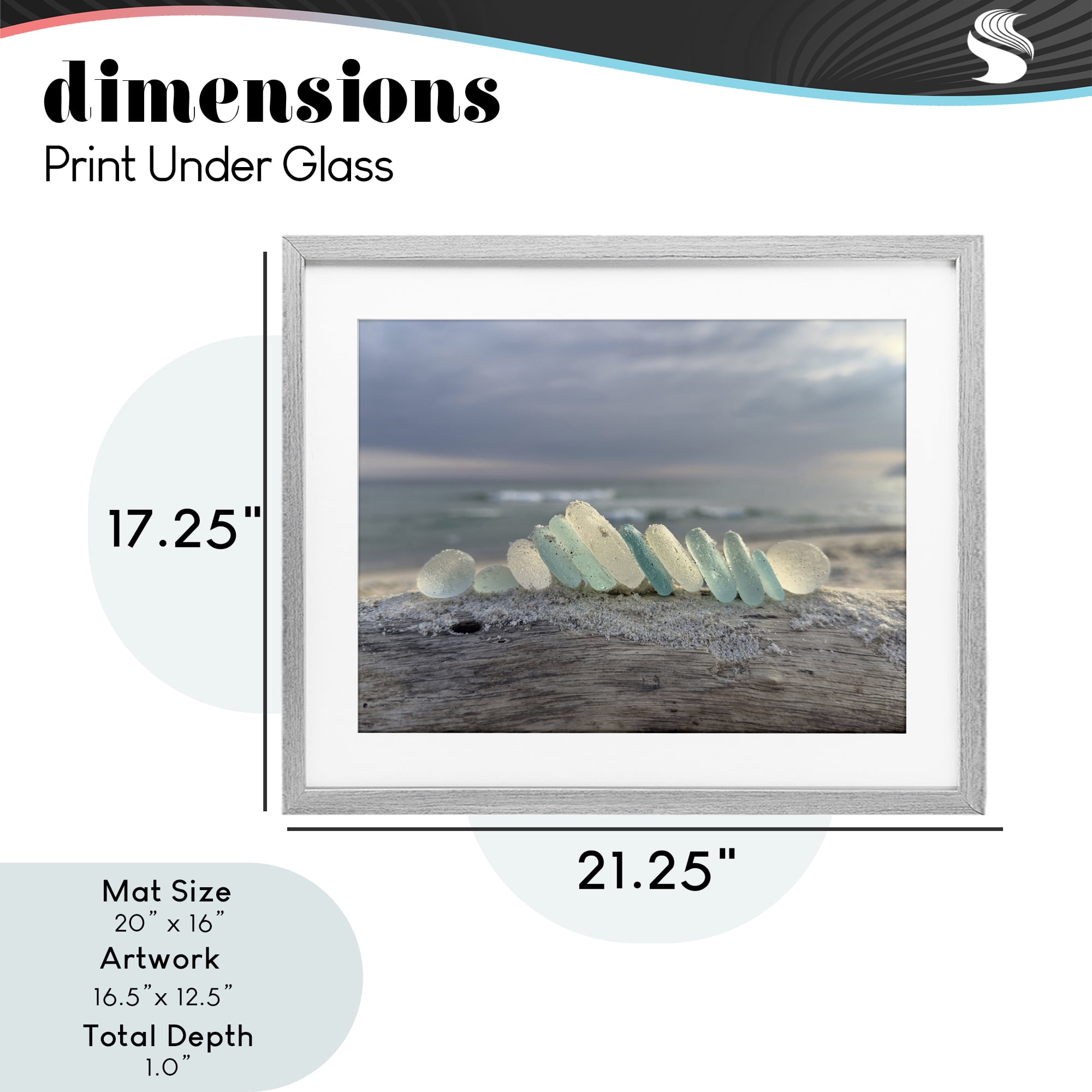 Stupell Industries Sea Glass On Driftwood Gray Framed Print Under Glass, design by LMarie Allen