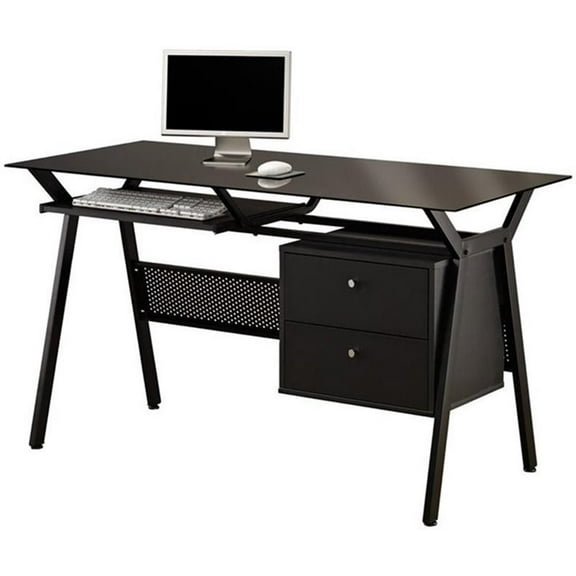 Coaster Weaving 2-Drawer Metal Computer Desk Black and Chrome