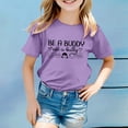 thumbnail image 2 of PMVFHDE Hauts Tendance pour Filles Manches Courtes T-Shirts Graphiques Mignons Mode Décontractée Respirante Imprimée Violet, 3-4 Ans, 2 of 4