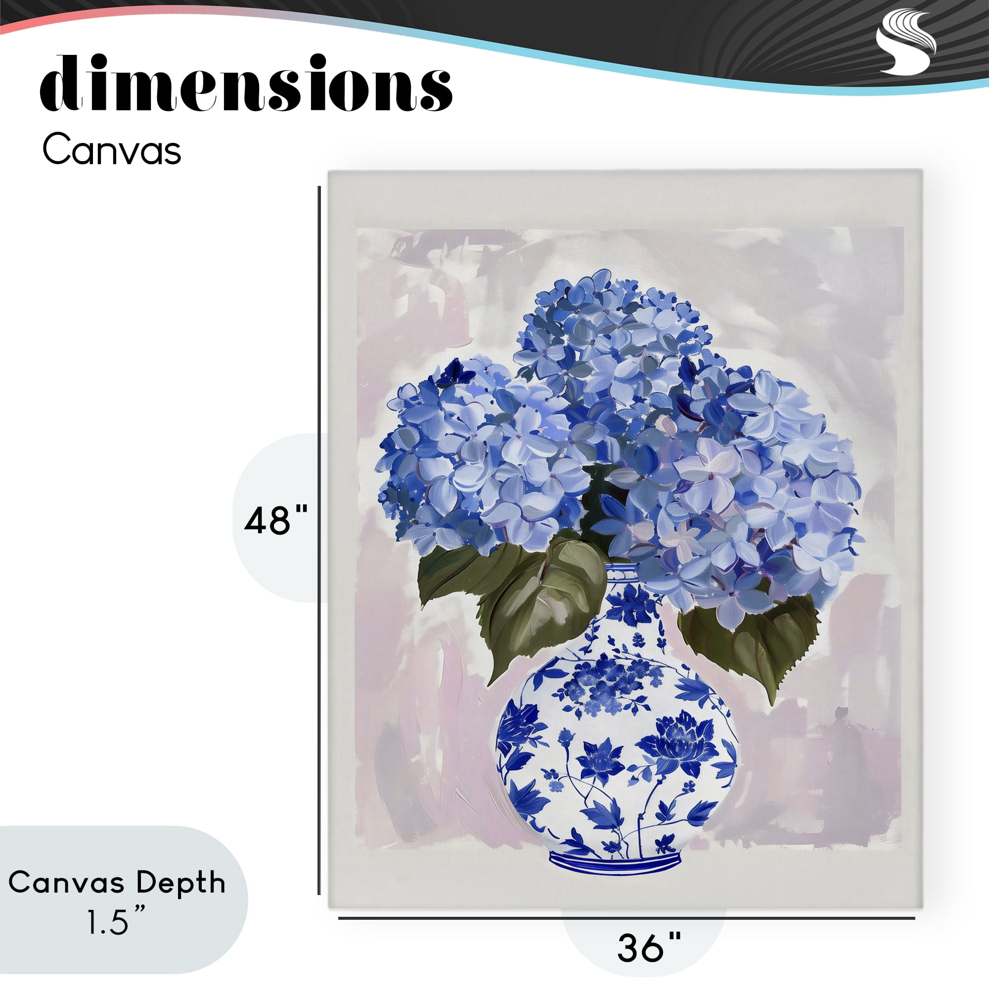 Stupell Industries Blue Hydrangea in Porcelain Vase Canvas Wall Art, design by The Prints Vibe