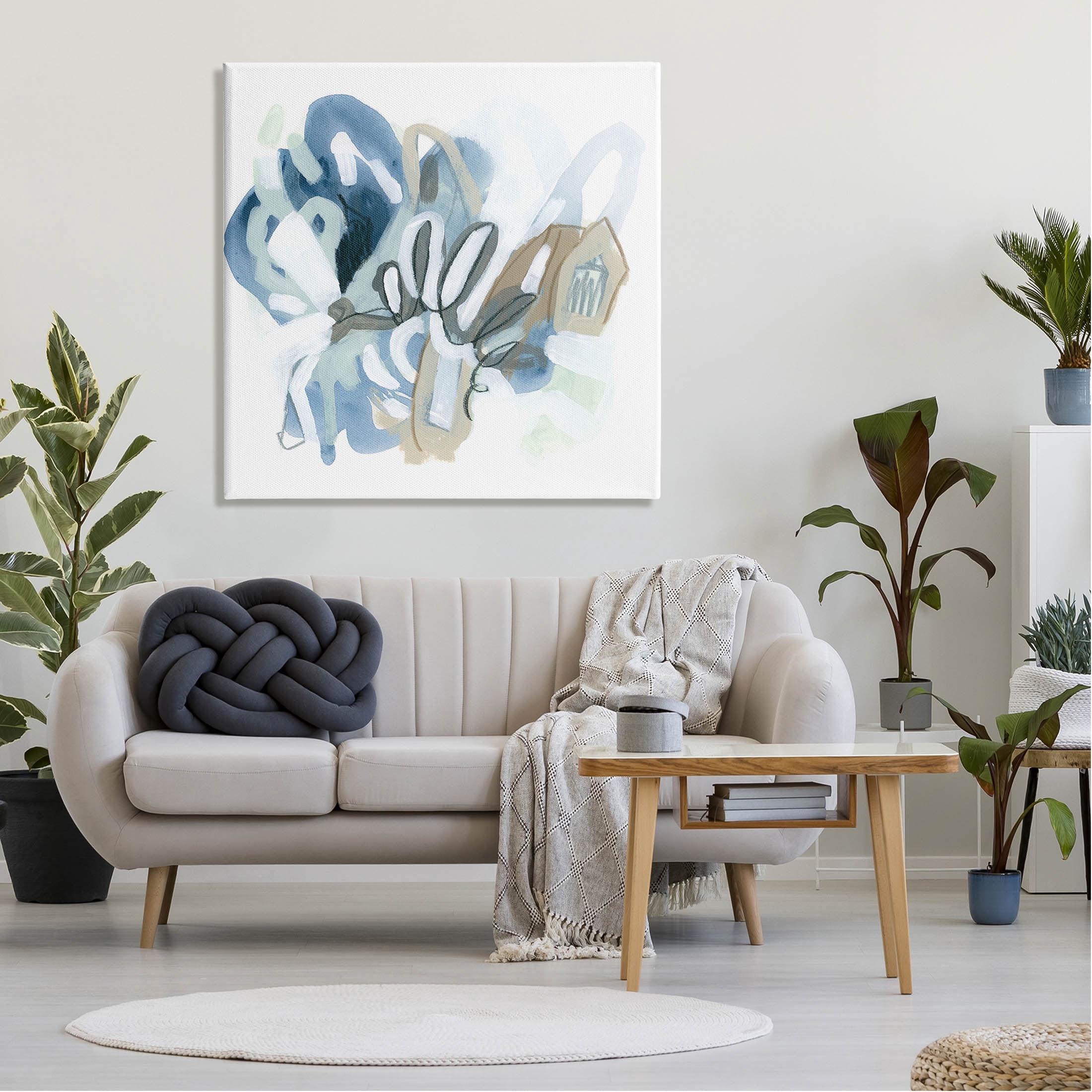 Stupell Industries Contemporary Blue Squiggle Shapes Painting Gallery Wrapped Canvas Print Wall Art, Design by June Erica Vess