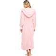 thumbnail image 2 of Women's Plush Fleece Robe with Hood, Long Warm Solid Bathrobe, 2 of 6
