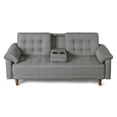 thumbnail image 2 of Sofá Cama Con Porta Vasos De Lino Gris Claro Modelo Andros, 2 of 8