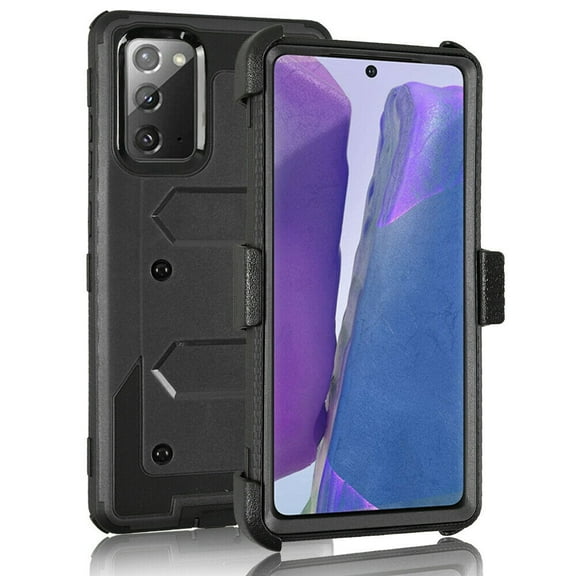 GoldCherry for Samsung Galaxy Note 20 Case,Heavy Duty Shockproof Full Body Protection Rugged Hybrid Case Cover with Swivel Belt Clip and Kickstand for Samsung Galaxy Note 20(Black)