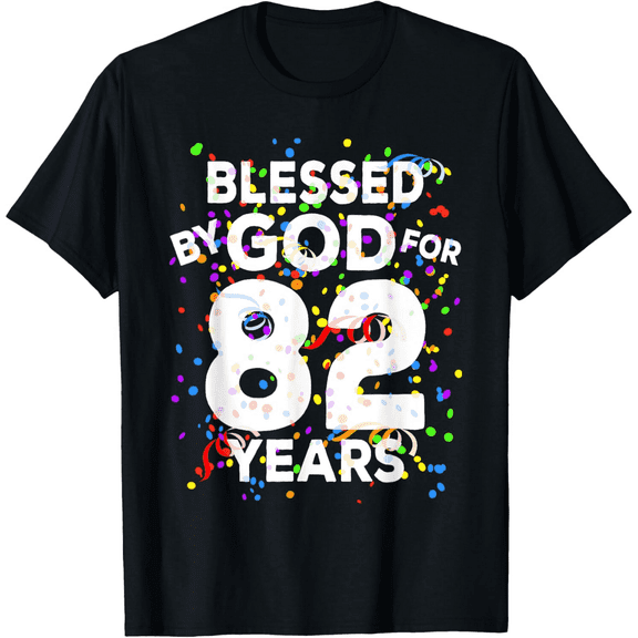 82nd Birthday Blessed Years Confetti Graphic T-Shirt, Milestone 82 Years Old Gift Idea