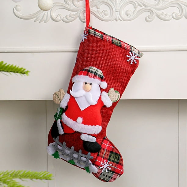 Bolsas de Regalo Navideñas de Tela | Diseños de Papá Noel, Muñeco de Nieve y Reno | Decoración Navideña Duradera y Reutilizable para Chimenea, Árbol, Pared y Porche | Porta Regalos para Fiestas Famil