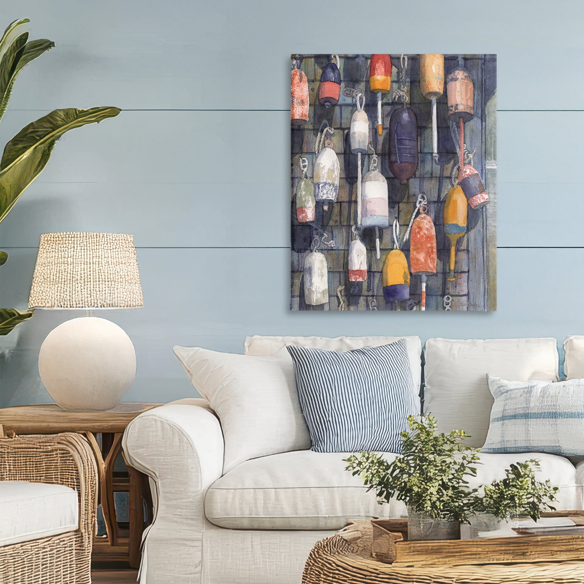 Stupell Industries Watercolor Hanging Buoys Canvas Wall Art, design by Patti Bishop
