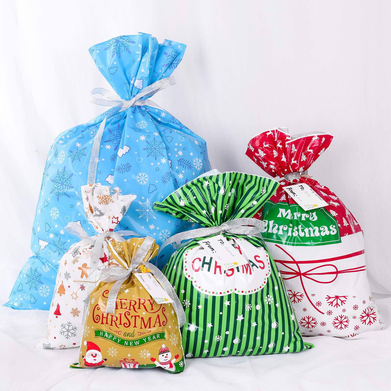 30pcs Christmas Gift Wrapping Bags Assorted Size Holiday Treats Bags ...