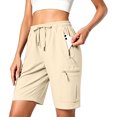 thumbnail image 5 of Women's Lightweight Hiking Cargo Shorts Quick Dry Athletic Shorts Camping Travel Golf Zipper Pockets Water Resistant Beige 2XL, 5 of 6