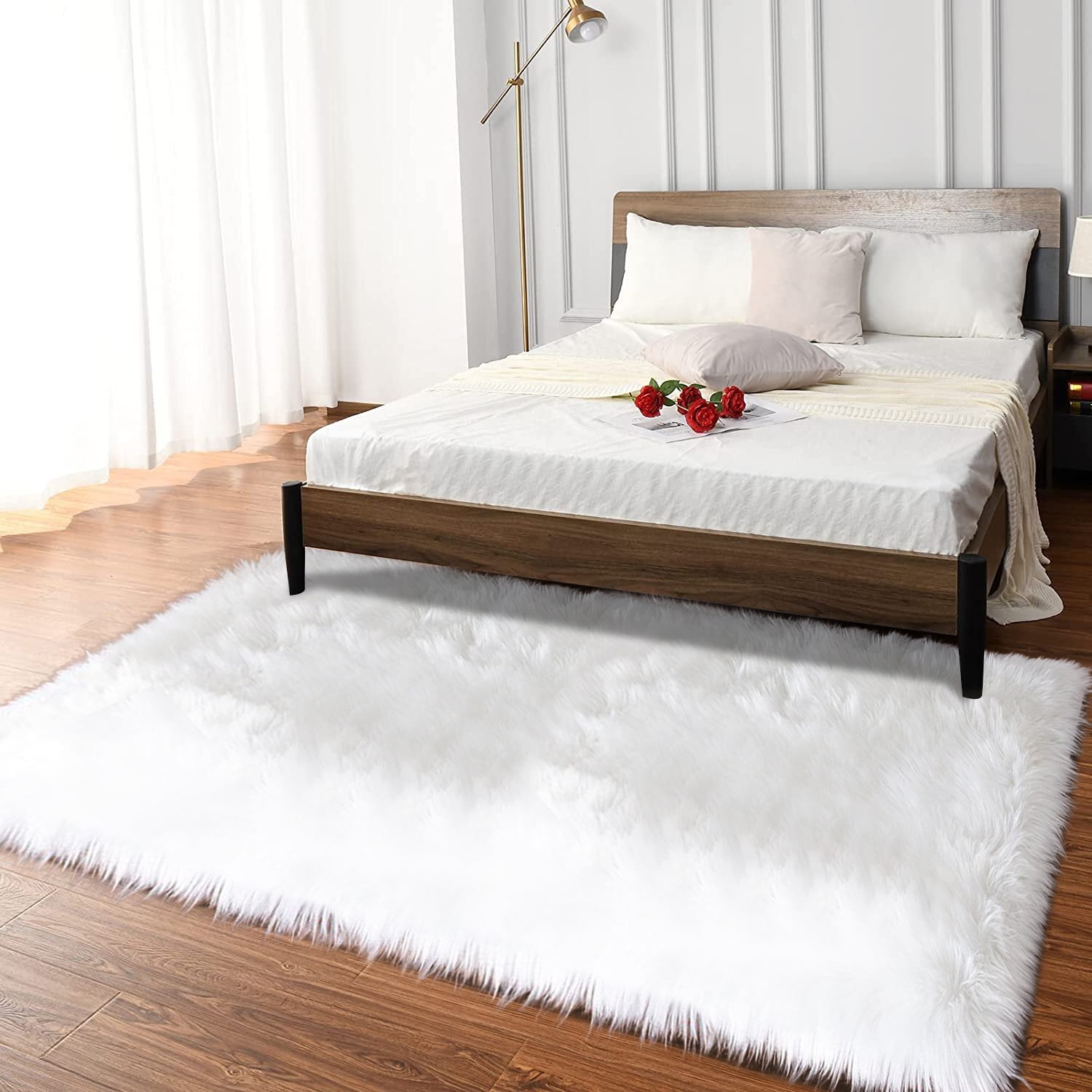 Latepis Sheepskin Rug 4x6, Faux Fur Sheepskin Rug for Living Room