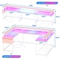 thumbnail image 2 of Bingirl 78 - Inch Reversible L - Shaped Pink Computer Desk with Power Outlets, RGB LED Lights, Monitor Stand and Ample Storage for Gaming and Work, 2 of 8