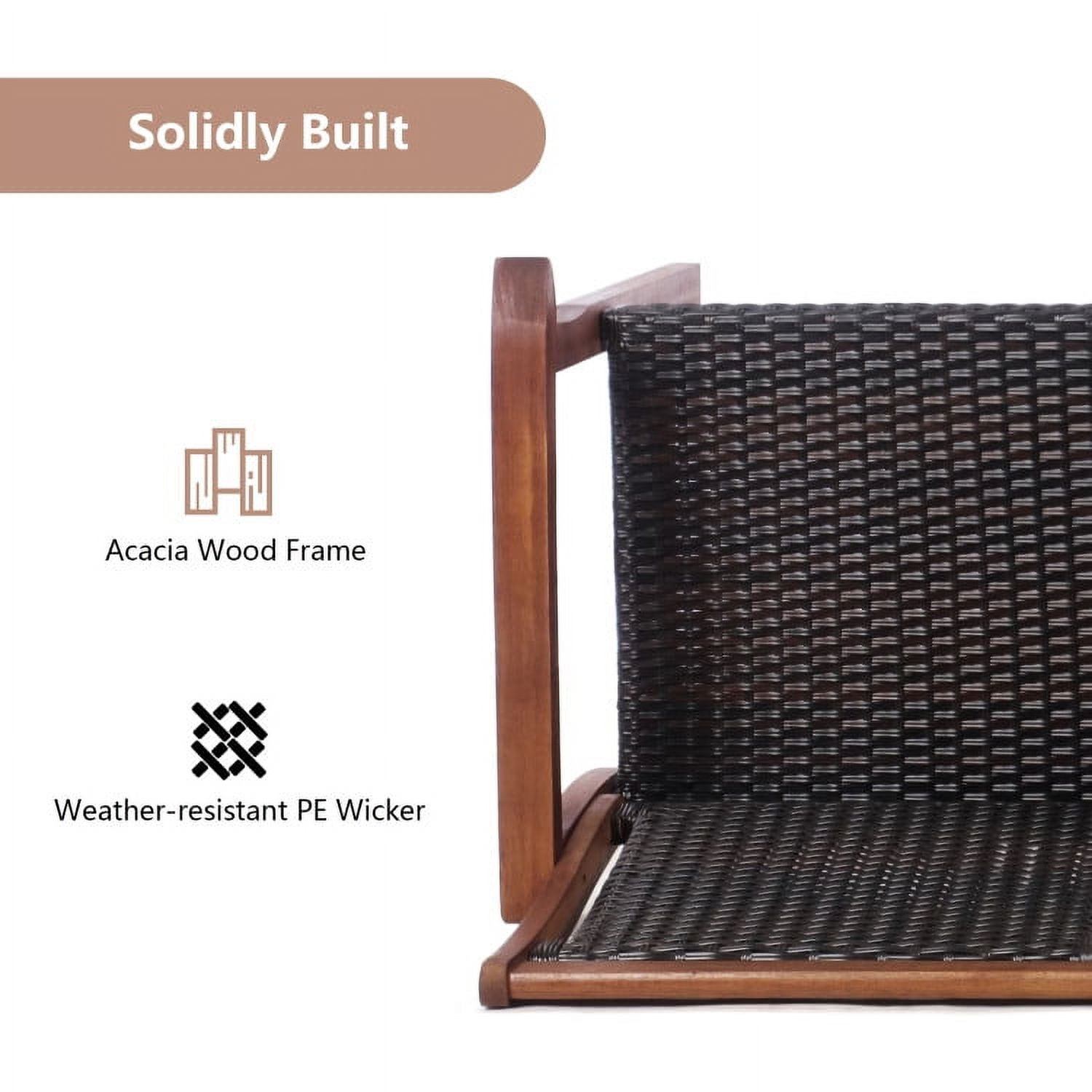 Aimee Lii 2-Seat Patio Rattan Acacia Wood Chair with Coffee Table, Modern Patio Furniture Aimee Lii 2-Seat Patio Rattan Acacia Wood Chair with Coffee Table, Modern Patio Furniture