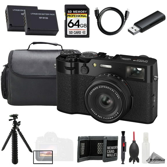 FUJIFILM X100VI Digital Camera (Black)   64GB   Tripod   Extra Batt - Value Kit (International Version)