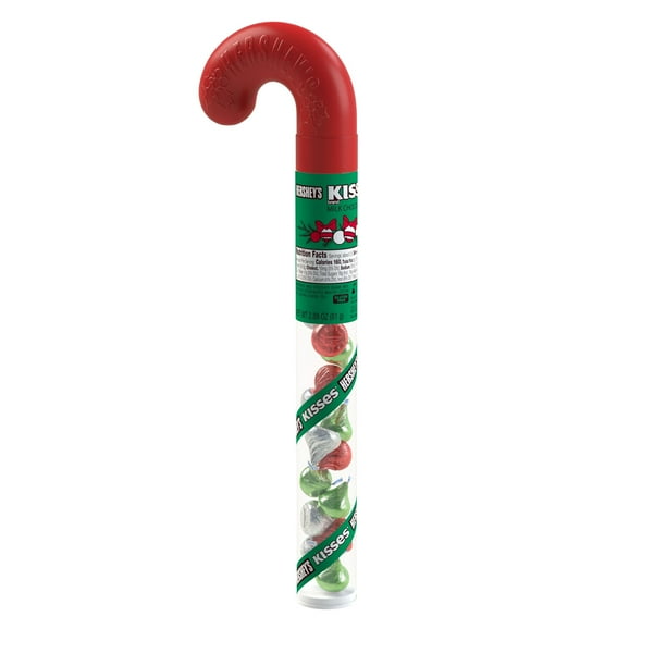 Hershey's Kisses Milk Chocolate Candy Filled Christmas Cane, 2.72 Oz