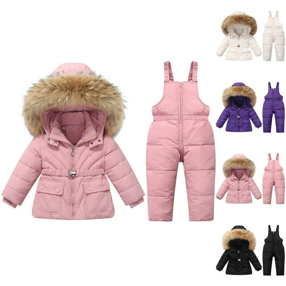Boys And Girls Winter Ski Suit Pants Jackets Sets Fashion Outdoor Children's Hooded Thick Warm Printed Ski Suit Set