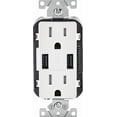 thumbnail image 3 of Leviton R02-T5632-0BW 15 Amp White USB & Receptacle Combination Outlet — Home & Garage Storage, Stackable Design, 3 of 4