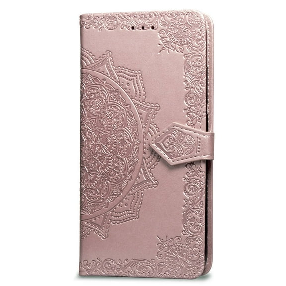 Suitable For IPhone14 Pro Datura Embossed Leather Case Card Mobile Phone Leather Case Pink