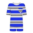 thumbnail image 6 of hxobax Womens Striped Pajama Sets Pajamas 2 Piece Lounge Set Trendy Colorblock Crewneck Short Sleeve Shirts Tops and Shorts Sets Comfy Home Wear Sleepwear Matching Sets Loungewear,#01_Blue,X-Large, 6 of 6